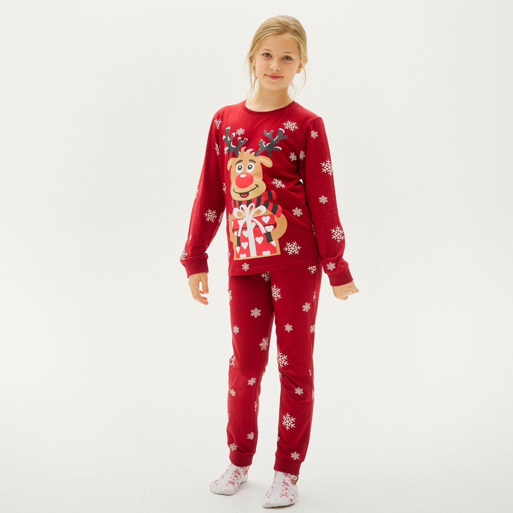 Rudolfs Cute Kerstpyjama Rood - Kinderen