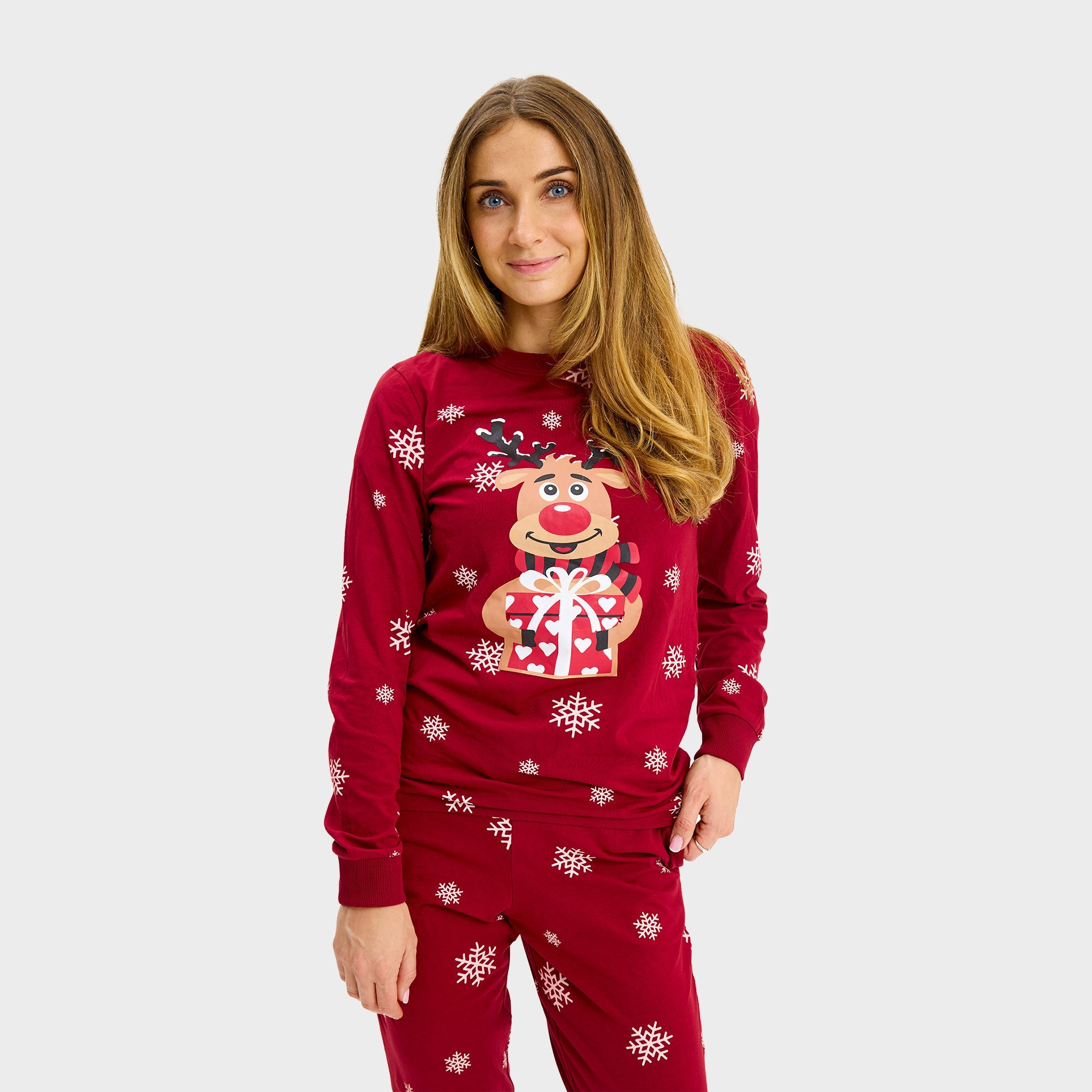 Rudolfs Cute Kerstpyjama Rood - Dames.