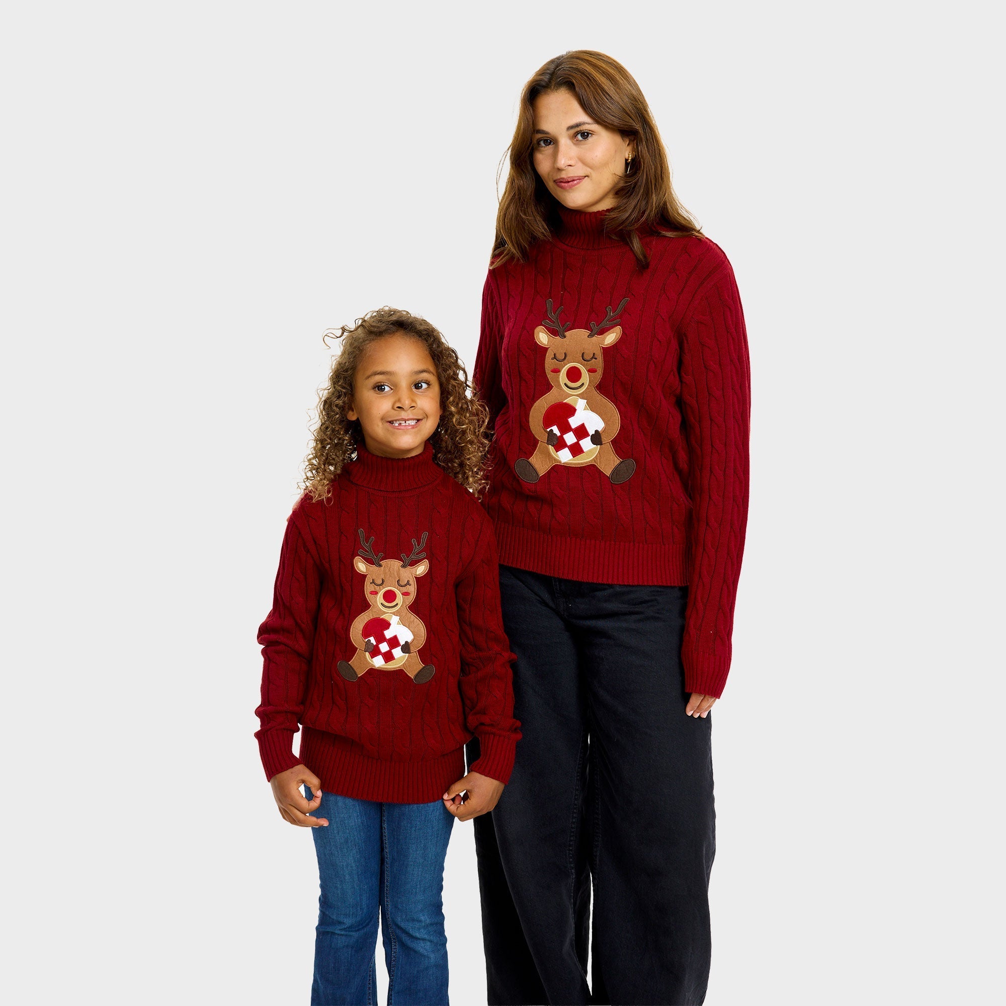 Loving Reindeer Cable Knit kersttrui – Dames