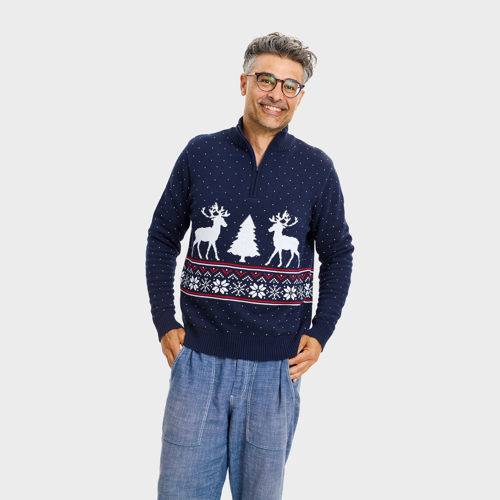 Talvinen half-zip-neule – Miehet