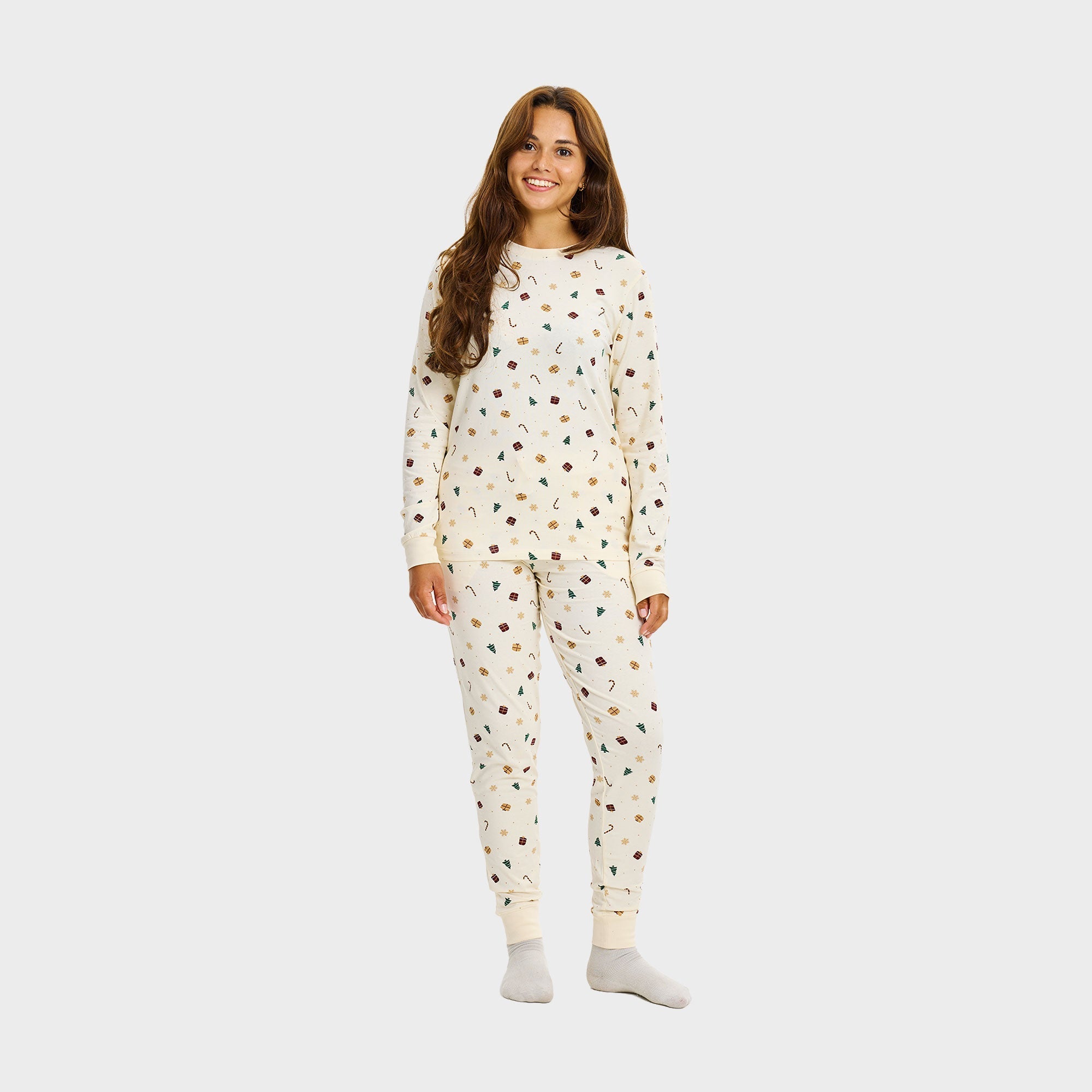 Kerstdroom pyjama beige – Dames