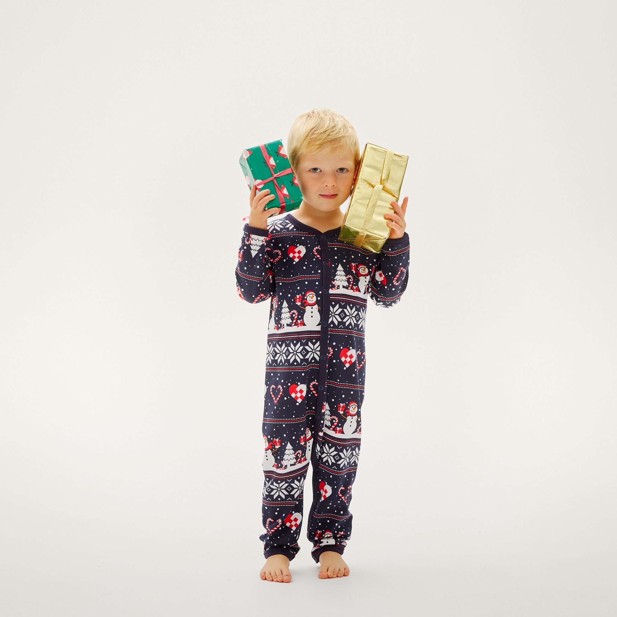 Christmas Heart Jumpsuit Navy - Baby